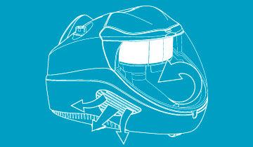 Diagram shows water filtration system in Polti Vaporetto Lecoaspira